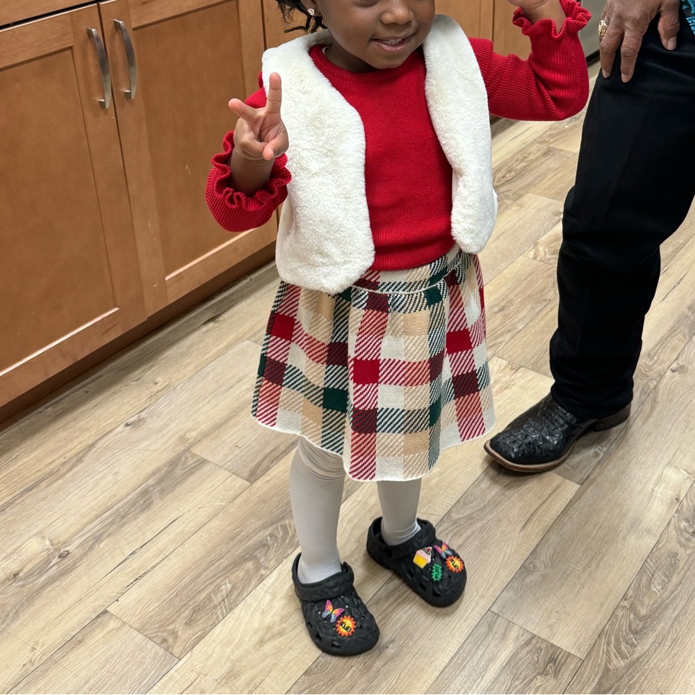 Plaid Skirt and Red Sweater Outfit for Kids